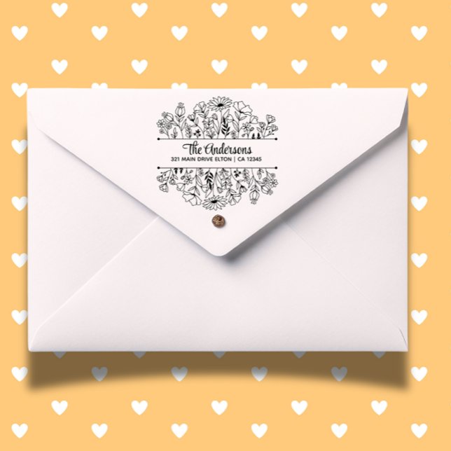 Flowers Split Monogram Theme  Rubber Stamp (Personalize your crafts with a floral split monogram rubber stamp.)