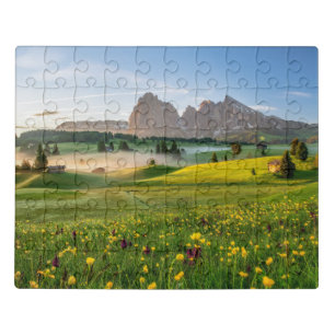Flowers   Spring Alpe di Siusi Langkofel Jigsaw Puzzle