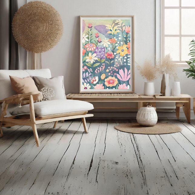 Flowers Springtime All Over Print Poster (Flowers All Over Watercolor - Spring Photo Print)