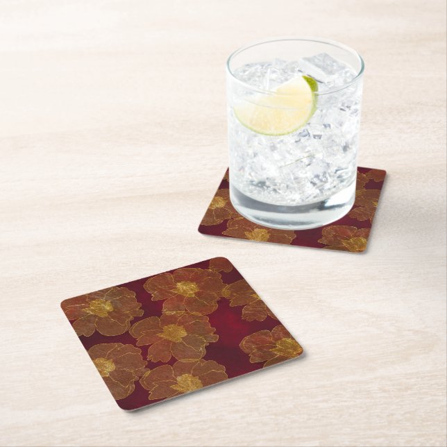 Flowers Square Paper Coaster (Insitu)