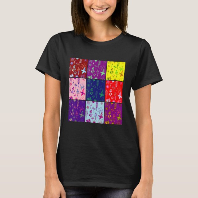 Flowers Squares Art T-Shirt (Front)