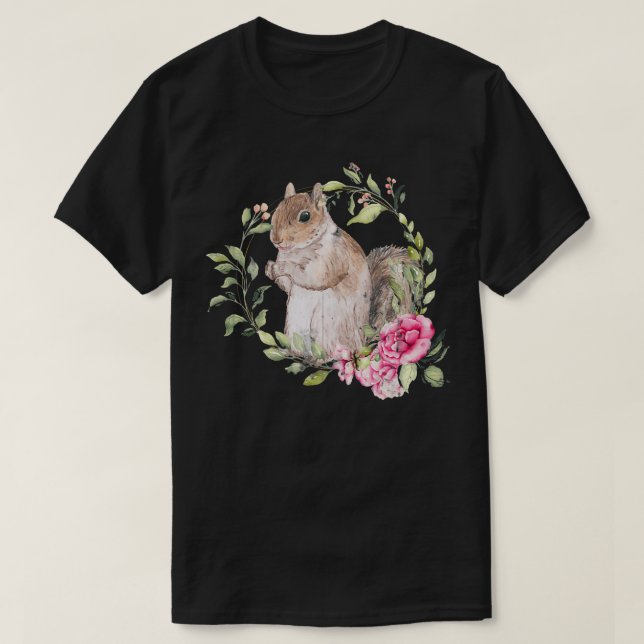 Flowers Squirrel  T-Shirt (Design Front)
