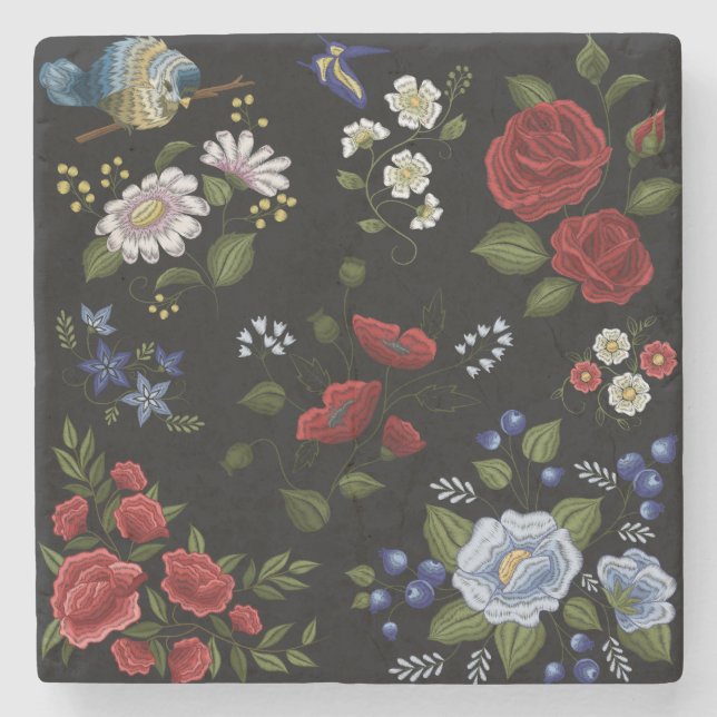 Flowers Stone Coaster (Front)