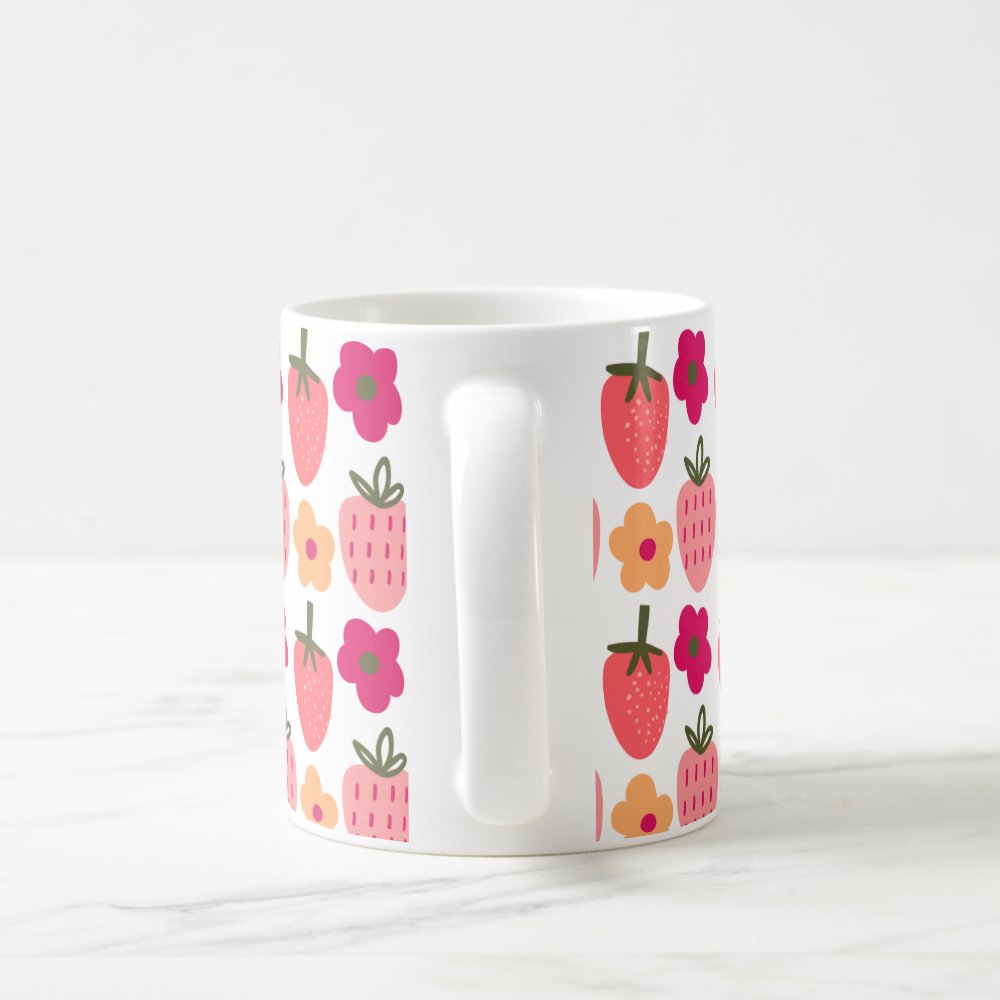 Discover Flowers & Strawberries Pattern Mug