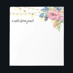 Flowers & String Lights Personalized Notepad<br><div class="desc">This beautiful notepad features string lights and watercolor flowers. Add your personalization using the template form. To change the font,  style,  color or layout,  select the option to "customize further".</div>