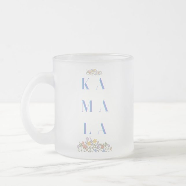  Flowers. Subtle. Kamala Harris Frosted Glass Coffee Mug (Left)
