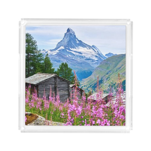 Flowers  Summer Matterhorn Switzerland Acrylic Tray