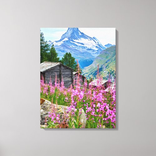 Flowers  Summer Matterhorn Switzerland Canvas Print