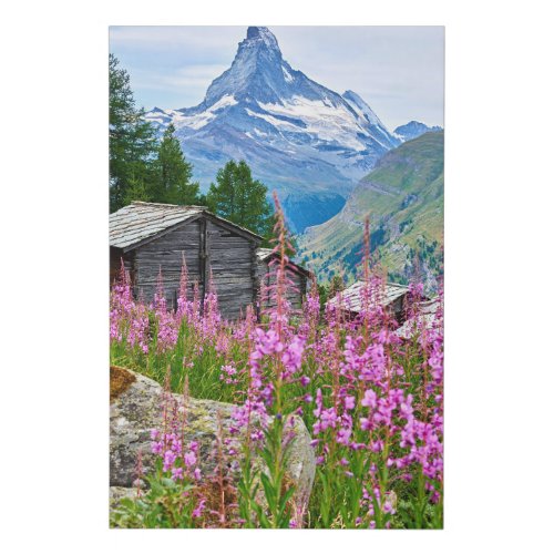 Flowers  Summer Matterhorn Switzerland Faux Canvas Print