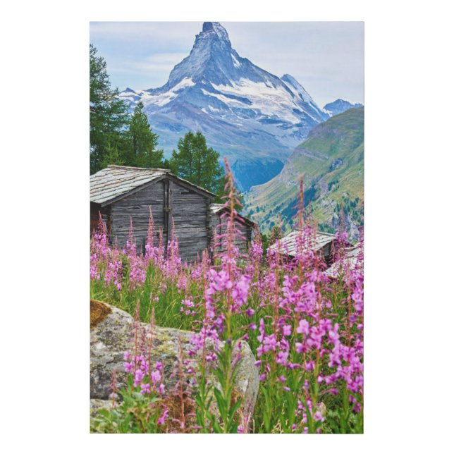 Flowers | Summer Matterhorn Switzerland Faux Canvas Print (Front)