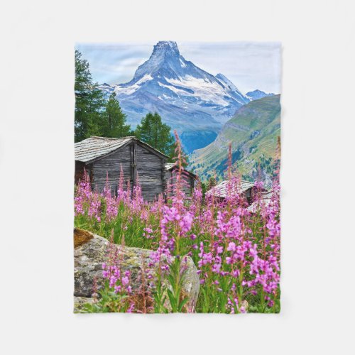 Flowers  Summer Matterhorn Switzerland Fleece Blanket
