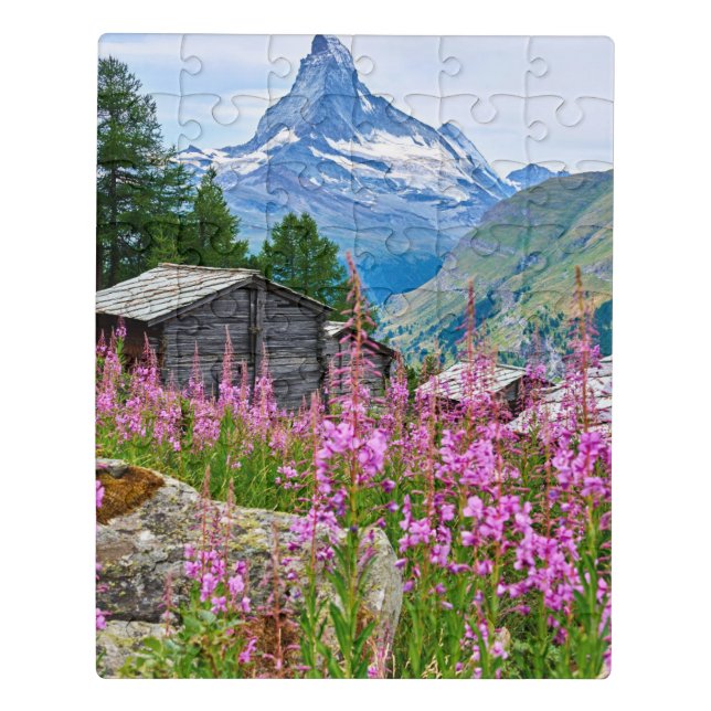 Flowers | Summer Matterhorn Switzerland Jigsaw Puzzle (Puzzle Vertical)