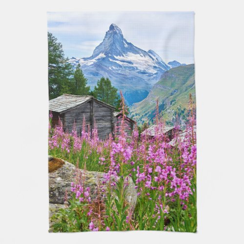 Flowers  Summer Matterhorn Switzerland Kitchen Towel