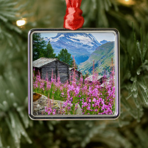 Flowers Summer Matterhorn Switzerland Metal Ornament