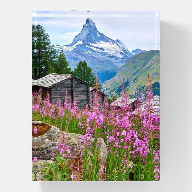 Flowers | Summer Matterhorn Switzerland Paperweight (Vertical)