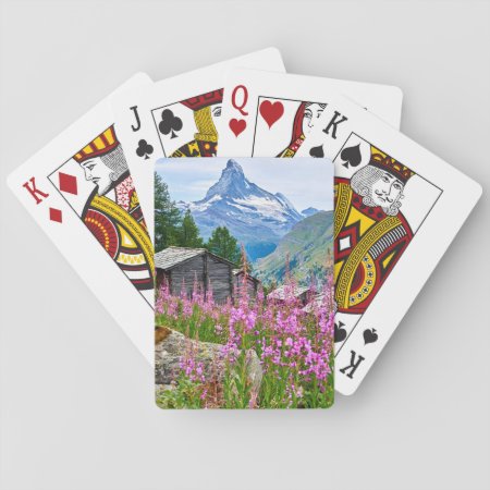 Flowers | Summer Matterhorn Switzerland Playing Cards