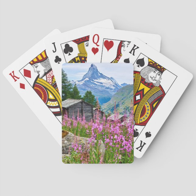Flowers | Summer Matterhorn Switzerland Poker Cards (Back)