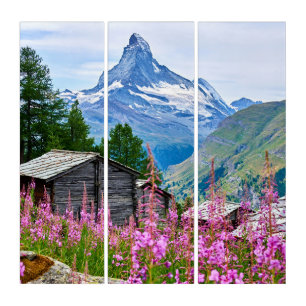 Flowers Summer Matterhorn Switzerland Triptych
