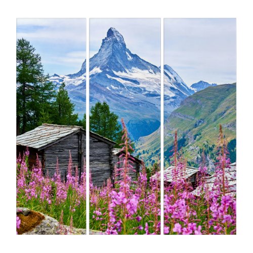 Flowers  Summer Matterhorn Switzerland Triptych