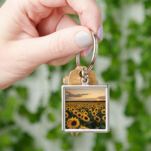 Flowers Sunflower Field Keychain