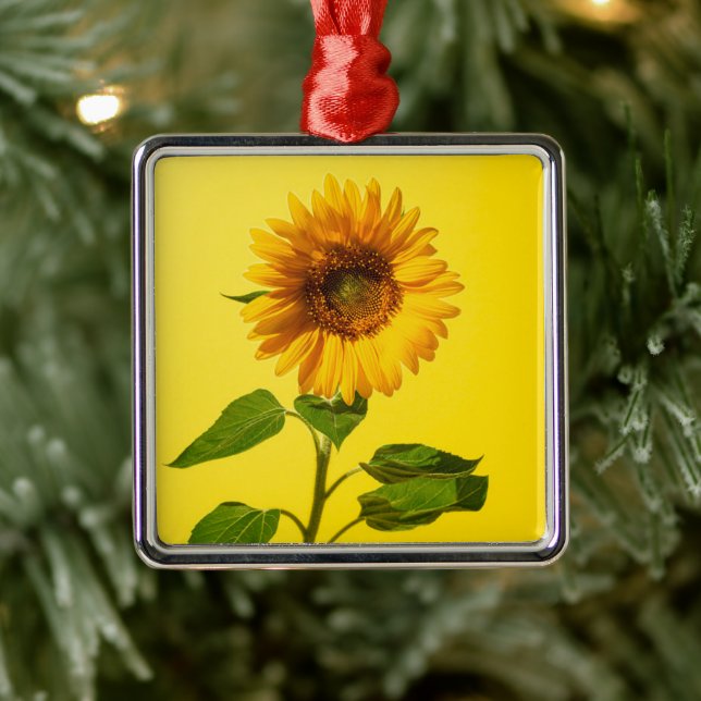 Flowers | Sunflower on Yellow Metal Ornament (Tree)
