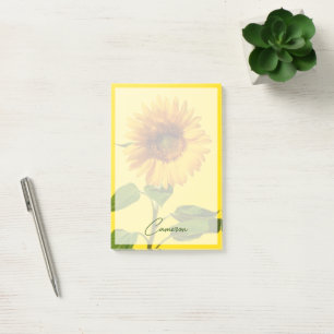 Flowers Sunflower on Yellow Post-it Notes