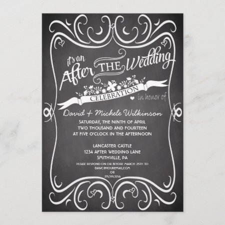 Flowers & Swirls Chalkboard After Wedding Idpp2 Invitation