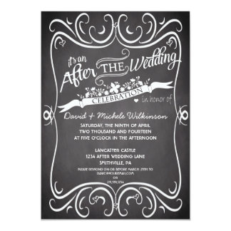 After Wedding Party Invitations Announcements Zazzle Flowers Swirls Chalkboard After Wedding Invite