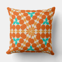Flowers Swirls Circles and Twirls Orange and Teal