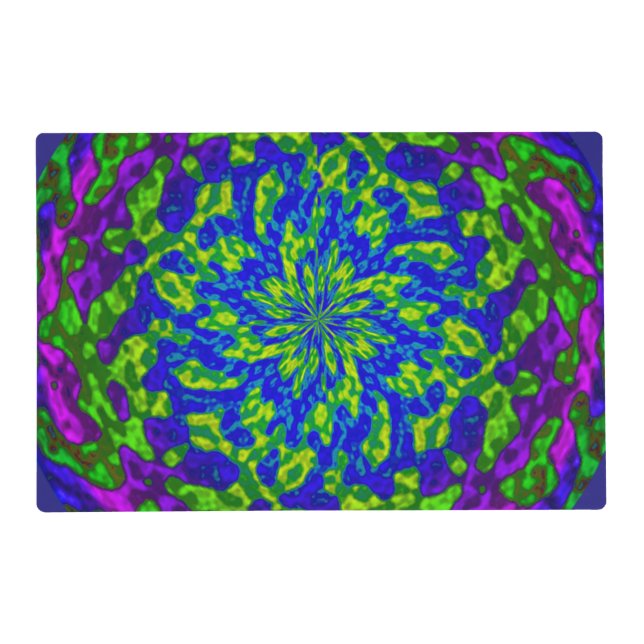 Flowers Swirls Mandala Laminated Placemat (Front)