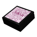 Flowers Swirls Pink White Pattern Personalized Gift Box