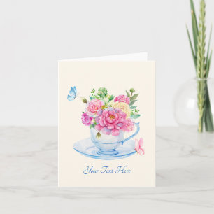 Flowers tea cup card