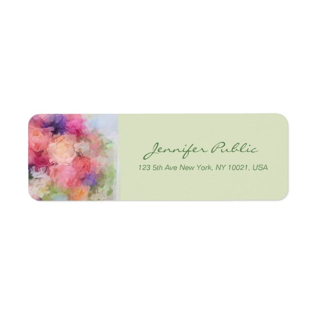 Flowers Template Hand Script Elegant Modern Return Label (Front)
