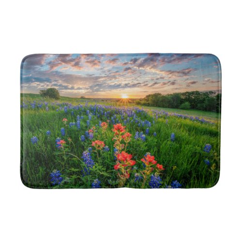 Flowers  Texas Bluebonnets  Indian Paintbrush Bath Mat