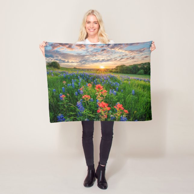 Flowers | Texas Bluebonnets & Indian Paintbrush Fleece Blanket (In Situ)