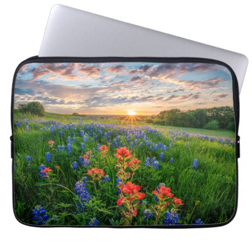 Flowers  Texas Bluebonnets  Indian Paintbrush Laptop Sleeve