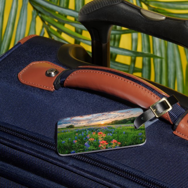 Flowers | Texas Bluebonnets & Indian Paintbrush Luggage Tag (Front Insitu 3)