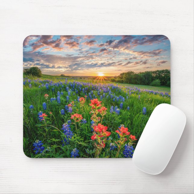 Flowers | Texas Bluebonnets & Indian Paintbrush Mouse Pad (With Mouse)