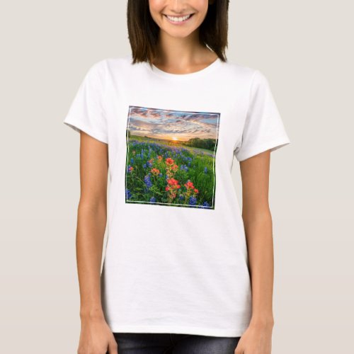 Flowers  Texas Bluebonnets  Indian Paintbrush T_Shirt