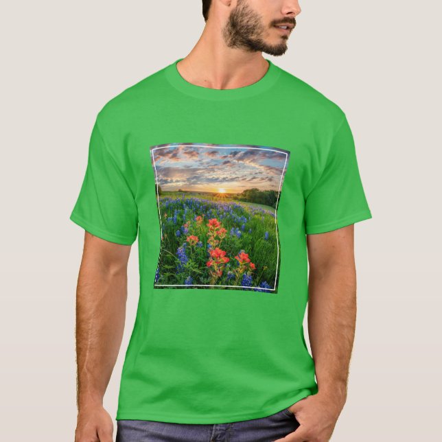 Flowers | Texas Bluebonnets & Indian Paintbrush T-Shirt (Front)