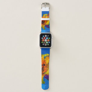 Flowers texture oil painting, Art Painted wildflow Apple Watch Band
