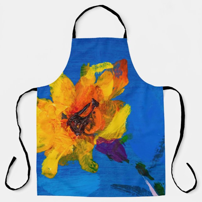 Flowers texture oil painting, Art Painted wildflow Apron (Front)