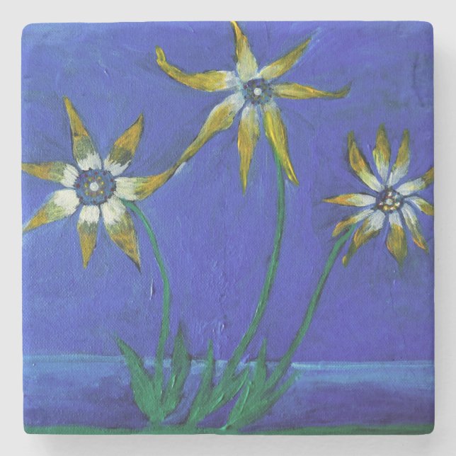Flowers textured art Marble Stone Coaster (Front)