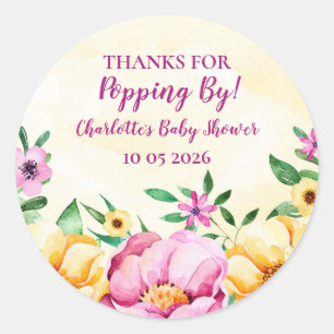 Flowers Thanks for Popping By Baby Shower Tag