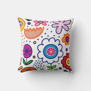 Flowers that are bold colors throw pillow