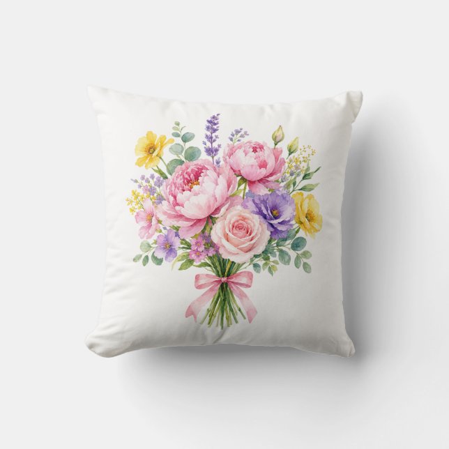 Flowers Throw Pillow (Front)