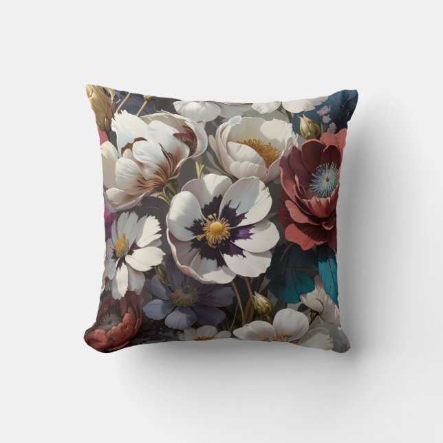 Flowers Throw Pillow (Front)