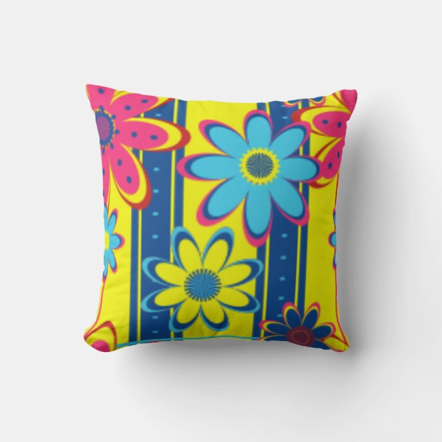 FLOWERS THROW PILLOW - BRIGHT YELLOW - GIFTS (Front)