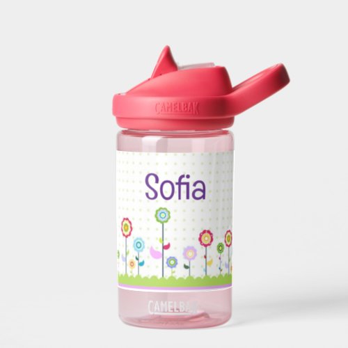Flowers Toddler Personalize Name Durable Water Bottle