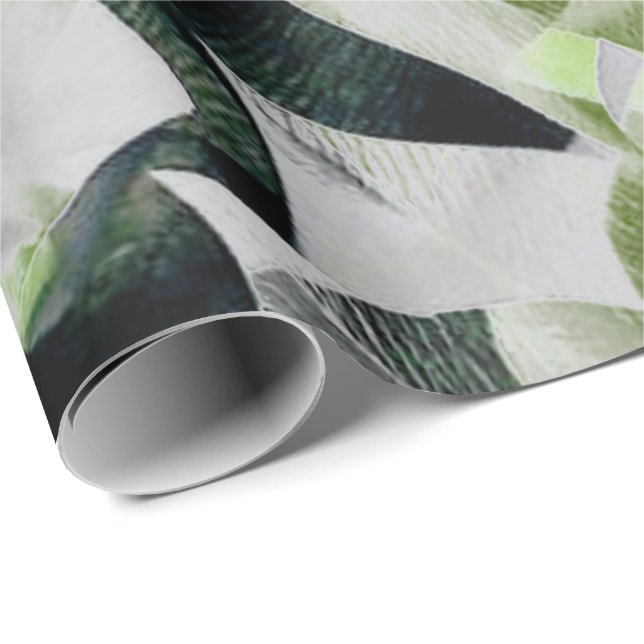 Flowers Tropical Green Greenery Minimal VIP Wrapping Paper (Roll Corner)
